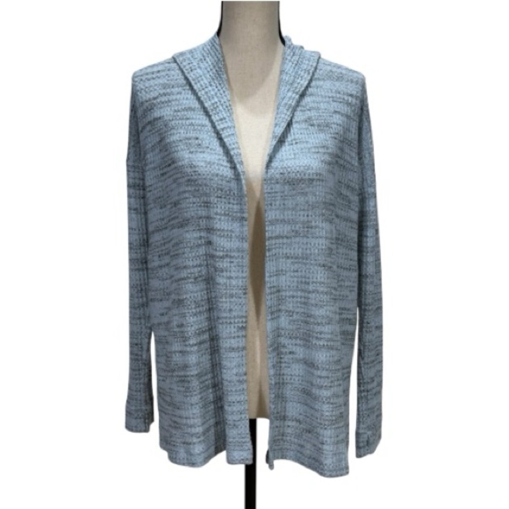 Sundown Blue Textured Open Front Hooded Cardigan – Women’s Medium